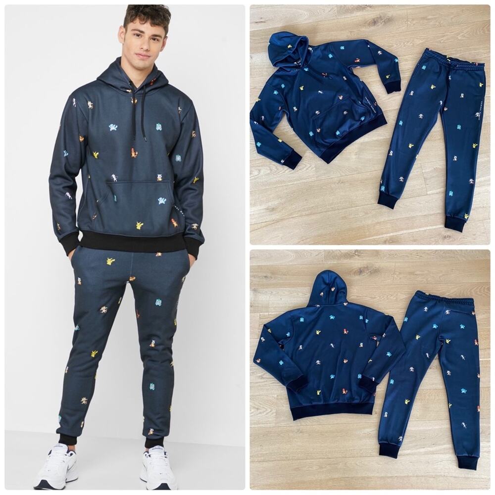 Criminal Damage Pokémon Repeat Hoodie and Sweatpants in Dark Blue